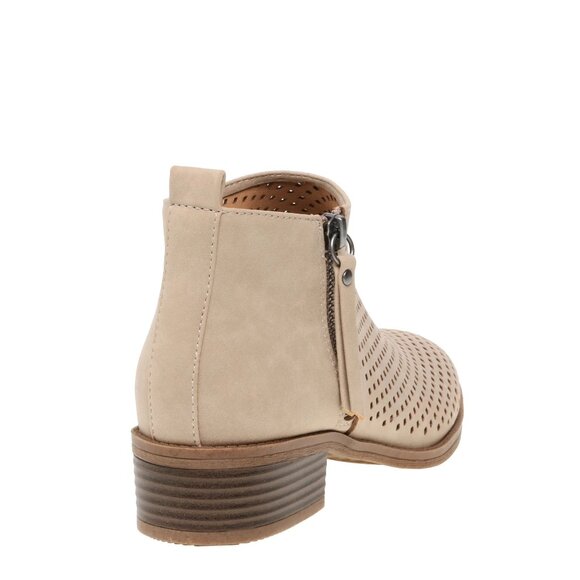 Time And Tru Size 9 Booties Perforated Taupe Low-Heel Memory Foam Side Zip Boots - Picture 4 of 5